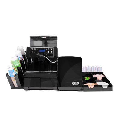 Saeco Aulika Evo Top HSC Kahve Makinesi + Coffee Tech Süt Soğutucu + Bardaklık Standı + Coffee Tech Peçete ve Karıştırıcı Standı, Pleksi