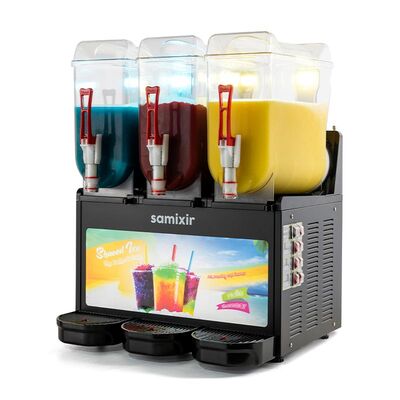 Samixir SLUSH36 Allure Triple Ice Slush Granita ve Soğuk Meyve Suyu Dispenseri, 12+12+12 L, Siyah