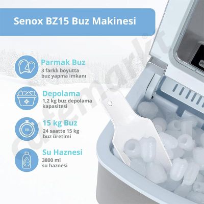 Senox BZ15 Buz Makinesi, 15 kg/gün Kapasiteli