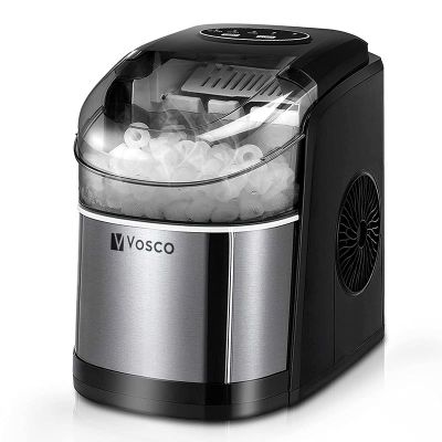Vosco VSCB-12B Ev Tipi Buz Makinesi, 12 kg/gün Kapasiteli, Siyah