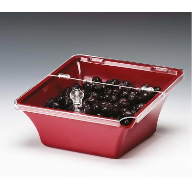 Zicco - Zicco Teşhir Kase, Melamin, Kapaklı, 22x22x8-11 cm, Kırmızı